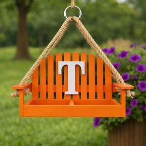 Wooden Hanging Tennessee Volunteers Orange Bird Feeder Bench Swing Handcrafted